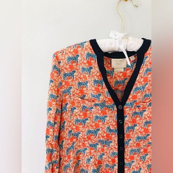 Anthropologie Vanessa Virginia Honore Tiger Print Blouse - Picture 7 of 9
